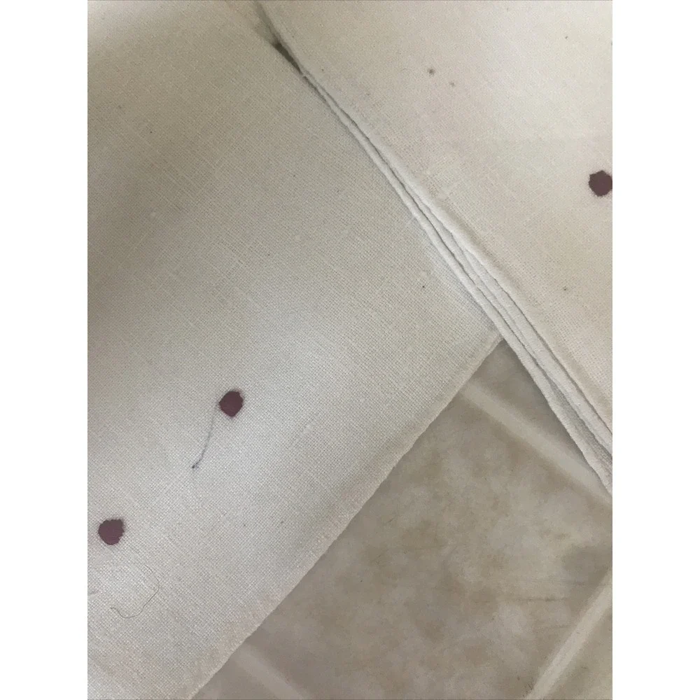 Vintage Linen Embroidered Red Dots napkins Set Of 5  11 x 12